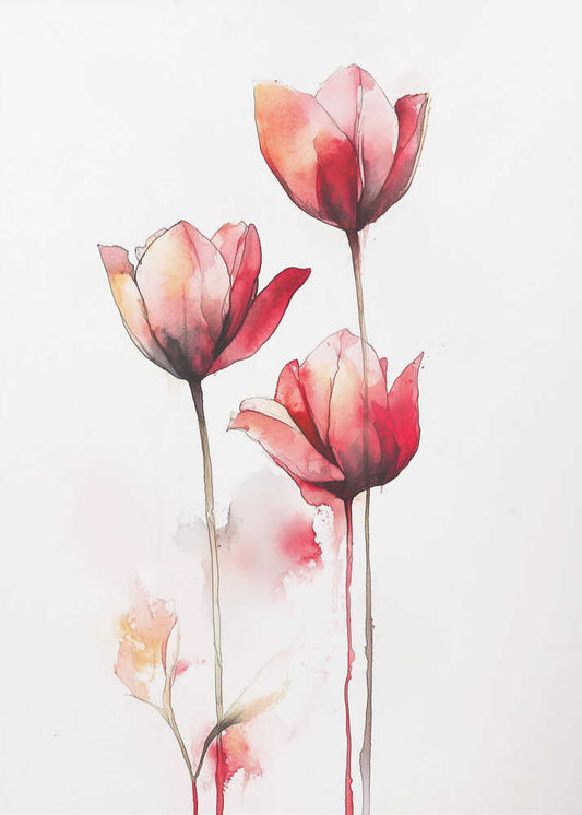 Vibrant Watercolor Tulips