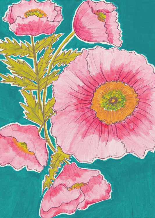 Watercolor Floral in Pink and Green by Alyssa Hamilton Art