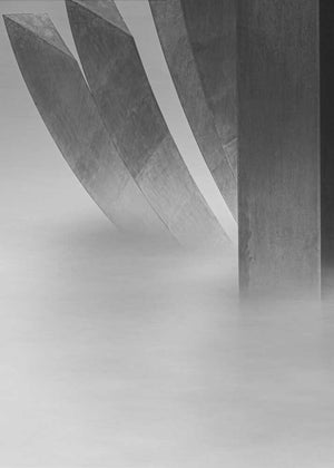 Modern Sculpture in Fog