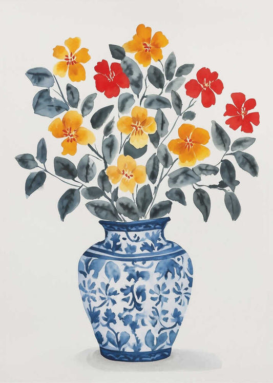 Traditional Blue Vase Blooms