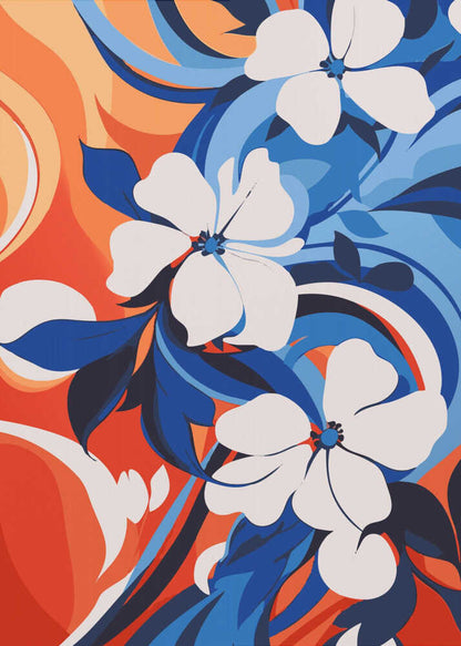 White Flowers And Teal Leaves