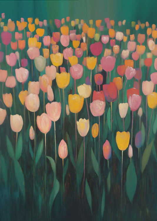 Colorful Tulip Field