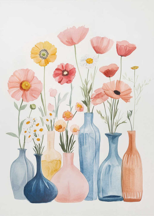 Colorful Poppy Vases