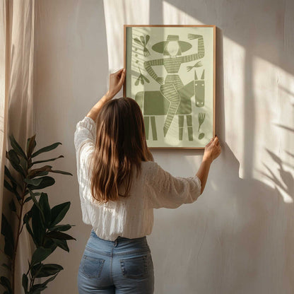 Abstract Horse Rider In Green